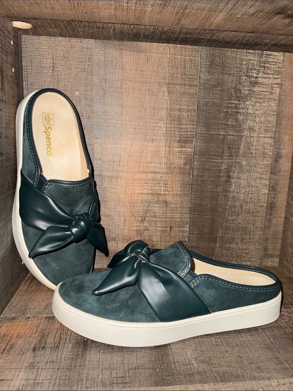 SPENCO Teal Slip-On Mules- size 8B - Picture 3 of 10